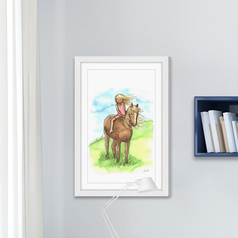 « cheval fille » par phyllis harris, reproduction d’art encadrée, H 36 po x l 24 po x P 1,5 po