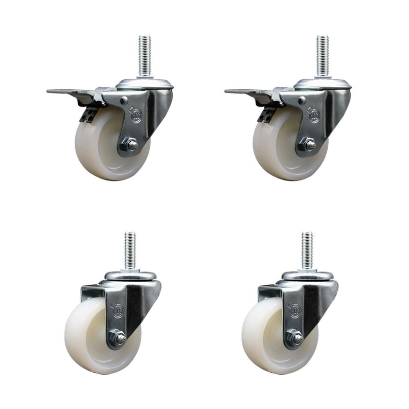 Roue pivotante 3/4 po à tige filetée frein à verrouillage total SCC