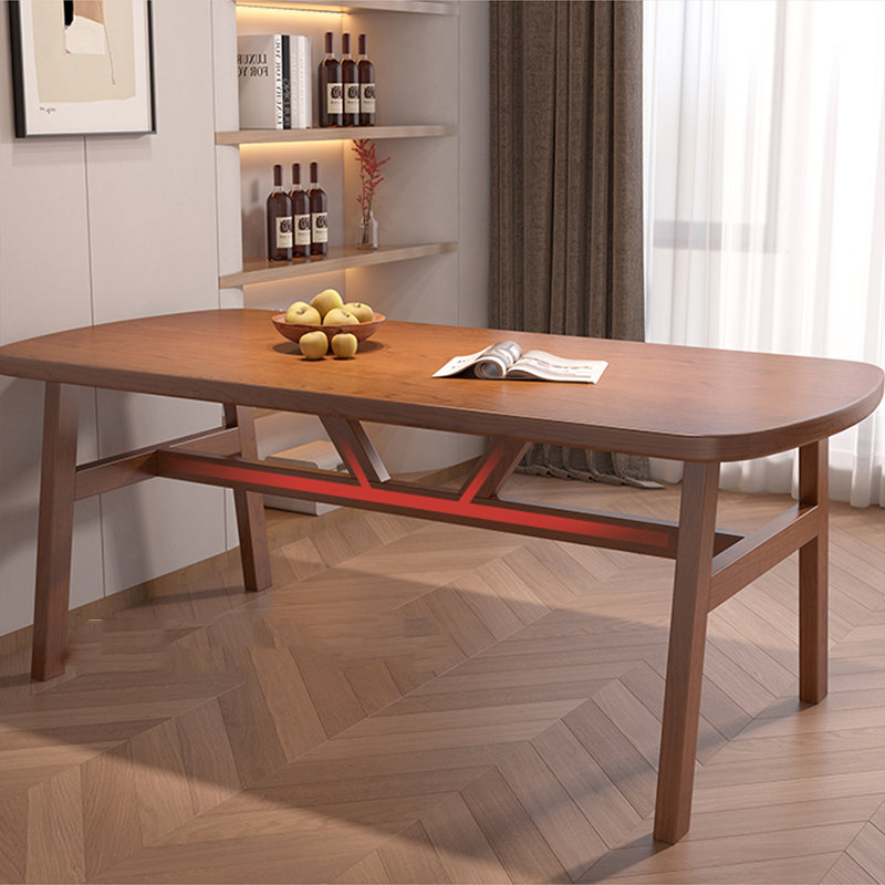 Nut-Brown Rectangular Solid Wood Dining Table, 29.53"H x 62.99"L x 35.43"W