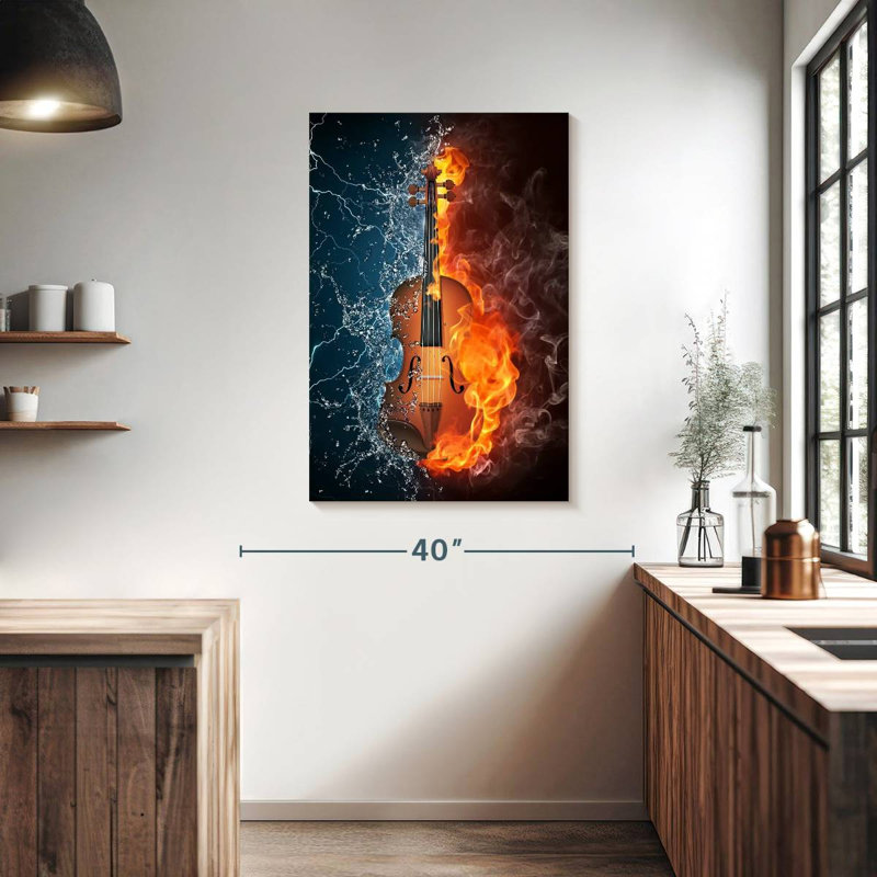 Abarca Water And Fire Violin, 39" H x 26" W