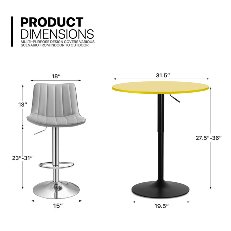 Laylan 2 - Person Pedestal Dining Set, Yellow, Gray