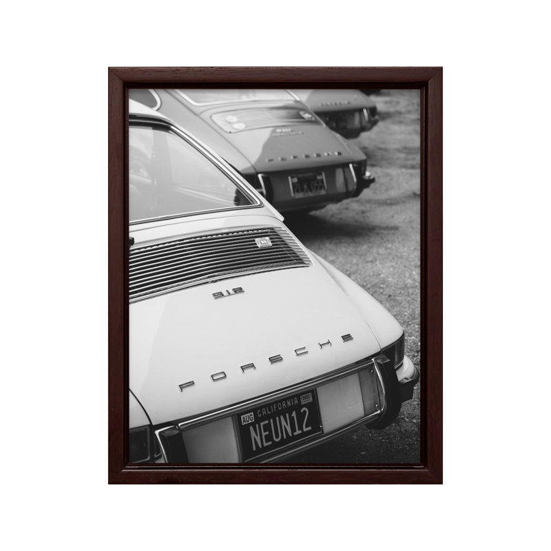 Parked Cars, Canvas, 18"H x 24"W, Brown Framed