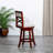 30" Bar Height X-Back Swivel Stool, Cherry Finish, Beige Fabric Seat-1733847507