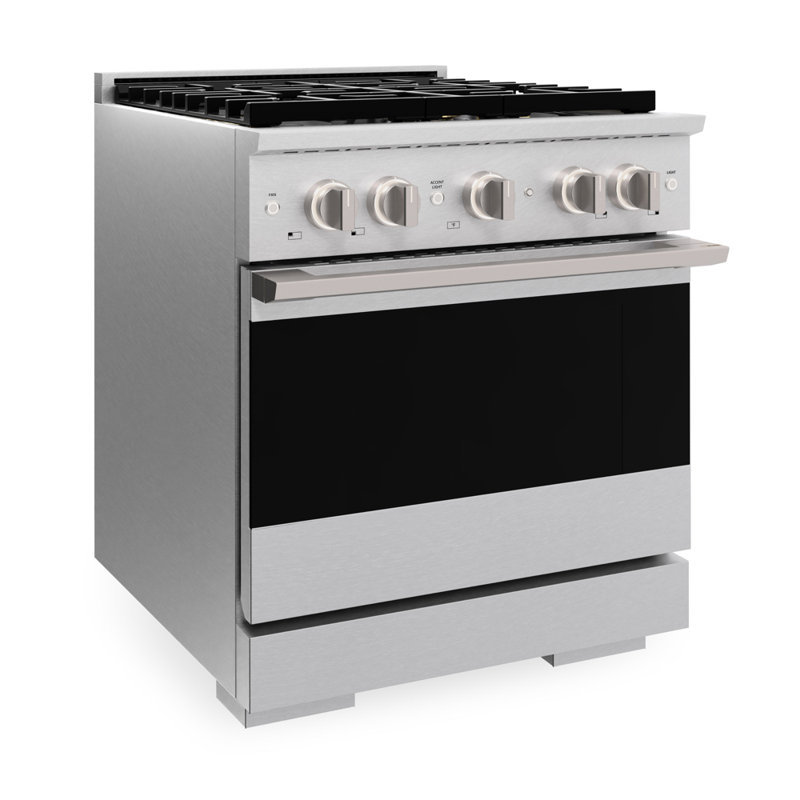 Zline Autograph 30 in. Marino Gas DuoPro Range in Steel Accents, Satin Stainless Steel, Stainless Steel