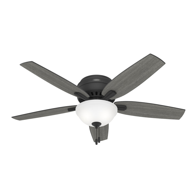 Hunter 52 inch Newsome Low Profile Ceiling Fan with LED Light Kit and Pull Chain, Matte Black