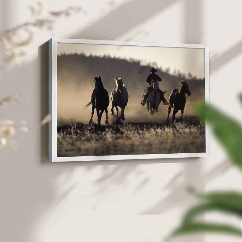 Ranchers Ride -Framed Print - Restickable, 22" H x 28" W, White