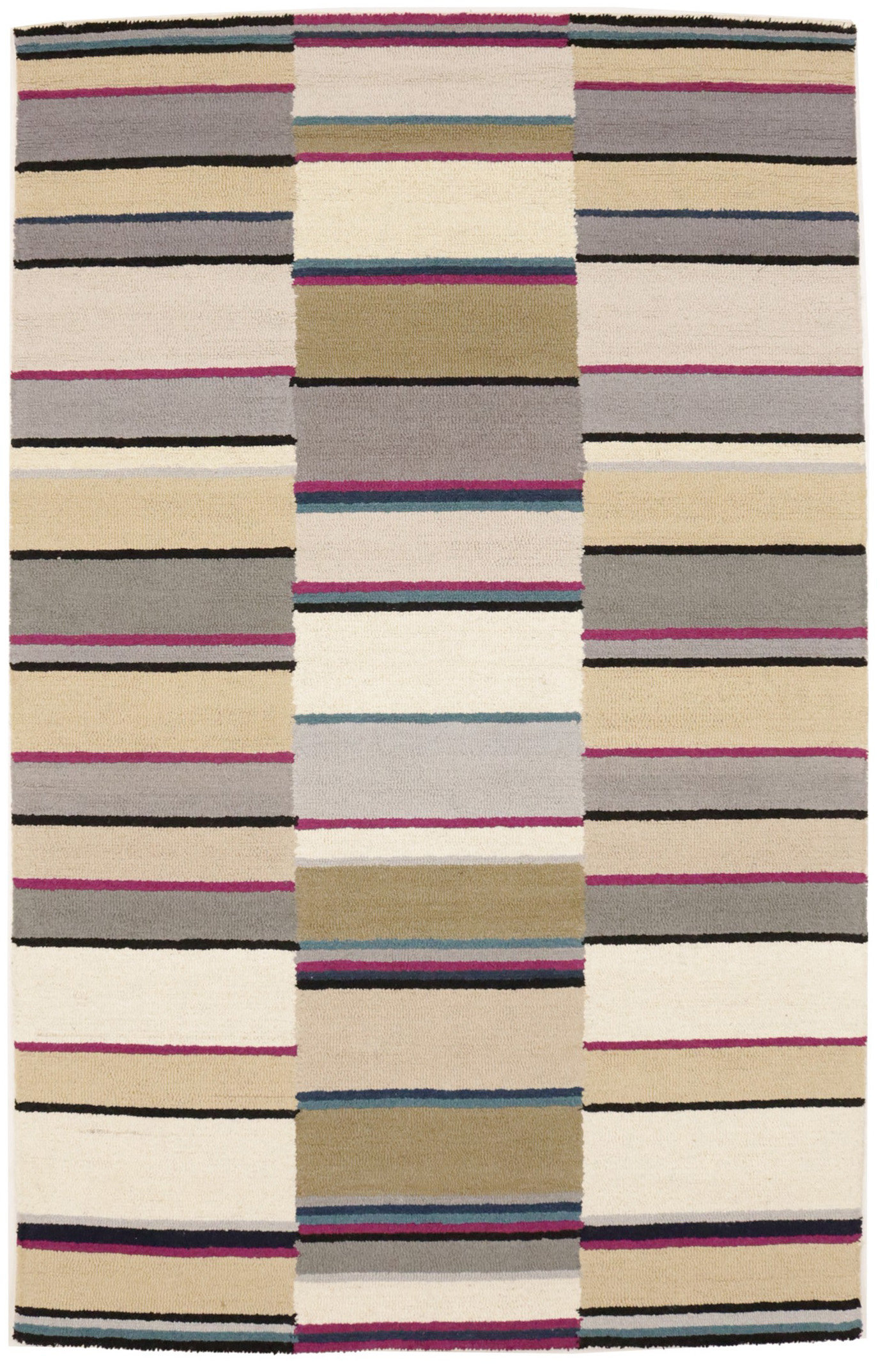 Rectangle Multicolor Line Rug Bungalow Rose Rectangle Malenda Multicolored Stripes 5' X 8' Hand ...