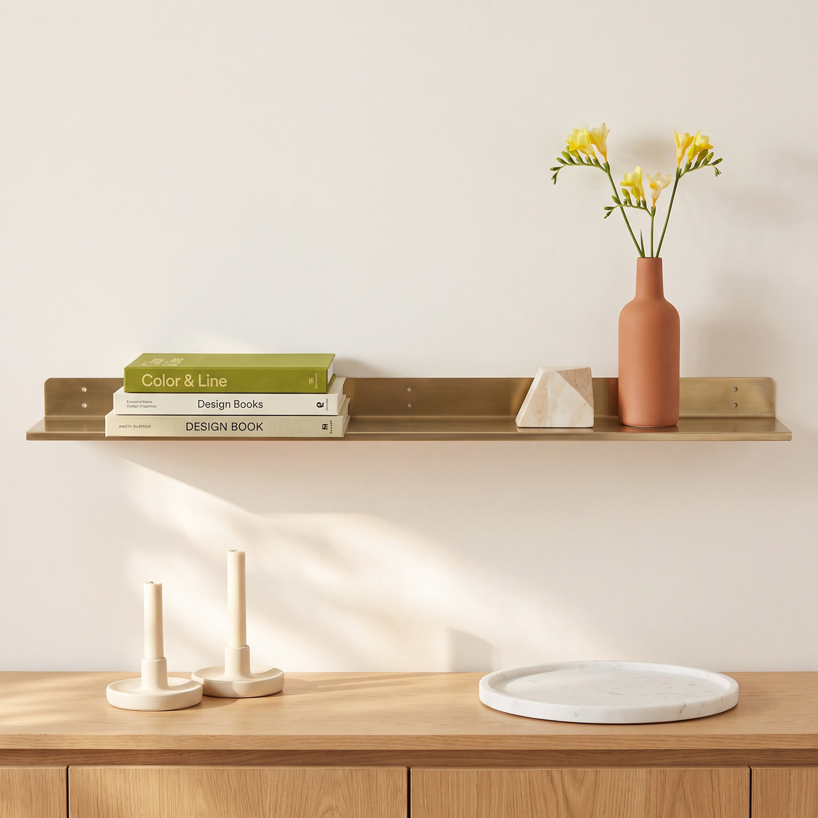 Maja Display Floating Shelf, 2" H x 36" W x 6" D, Gold