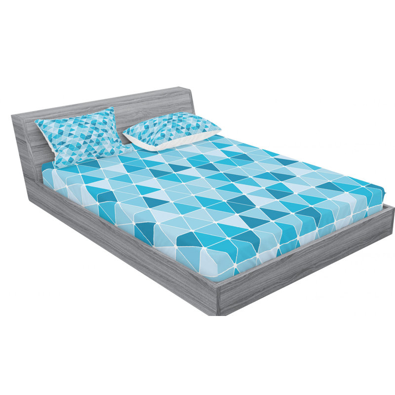 Microfiber Geometric Sheet Set, Queen Sheet Set with Fitted Sheet