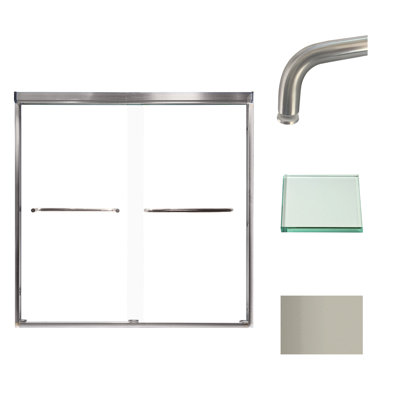 Transolid Cara semi-frameless bypass shower door, 57-3/4 to 59 in. W x 60 in. H, 1/4 in. clear tempered glass