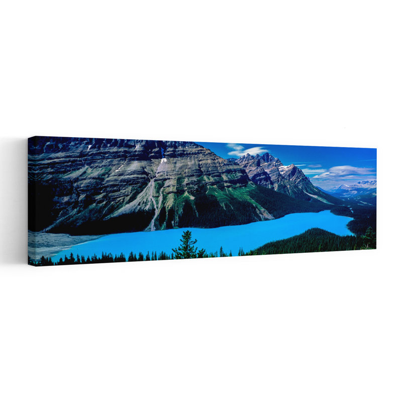 Peyto Lake, Alberta, Canada, art contemporain de pin, H 12 po x l 36 po