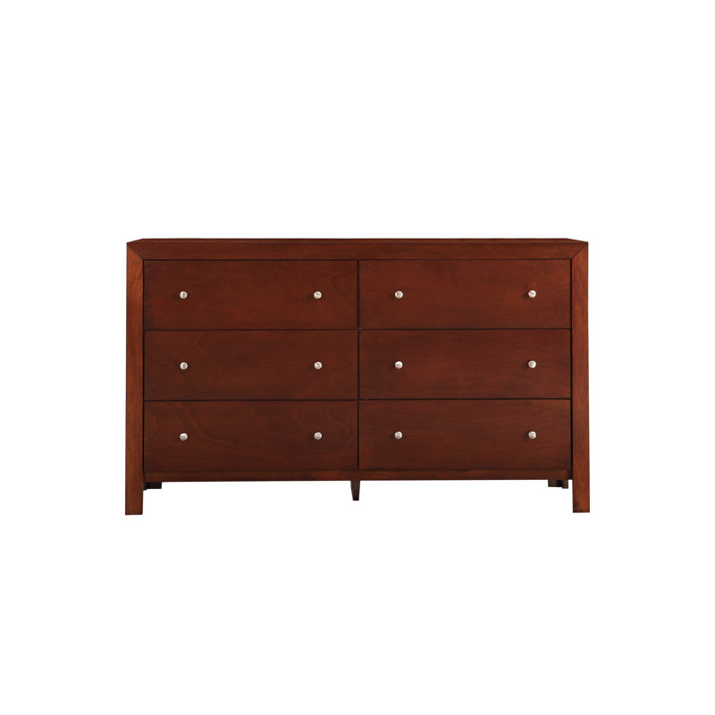 Commode 6 tiroirs, armoire de rangement, Cerisier