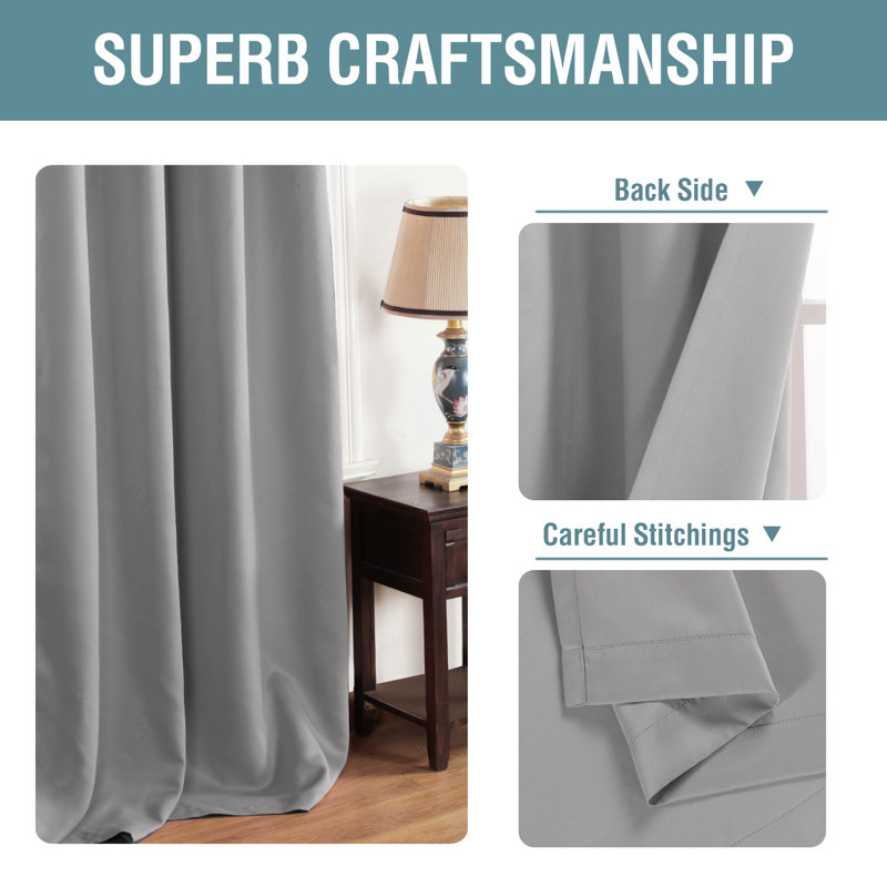 Room Darkening Curtains for Bedroom 42"/52" Wide Curtains Thermal Insulated 100”/120“/180” Wide Long Room Darkening  Curtains for Living Room Outdoor Privacy Energy Saving Curtains for Patio Door Grommet 1 Panel