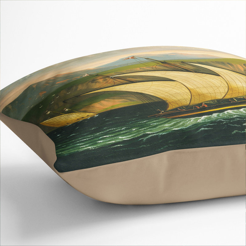 Felucca Off Gibraltar Square Throw Cushion, Stone, 40cm H x 40cm W x 15cm D