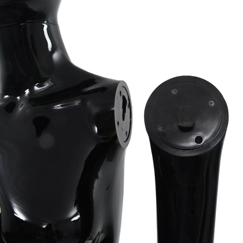 Mannequin femme avec base en verre vidaXL, Noir lustré