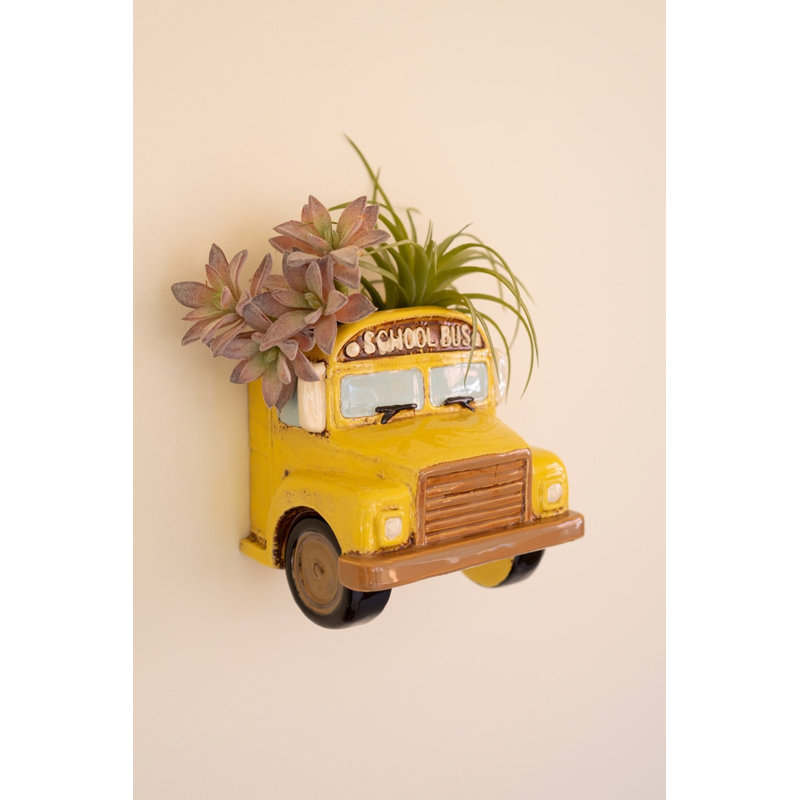  Pot de fleurs mural en céramique pour autobus scolaire - fantaisie - H 6,5 po