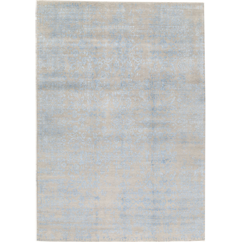Hand-Knotted High-Quality Gray and Blue Area Rug