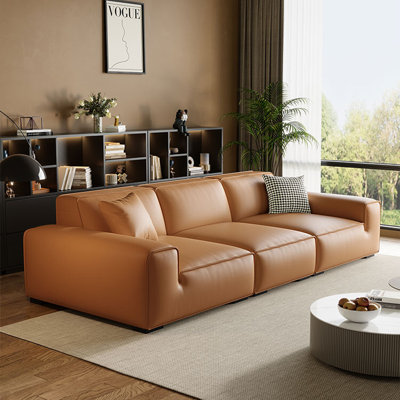 Orange Genuine Leather Modular Sofa