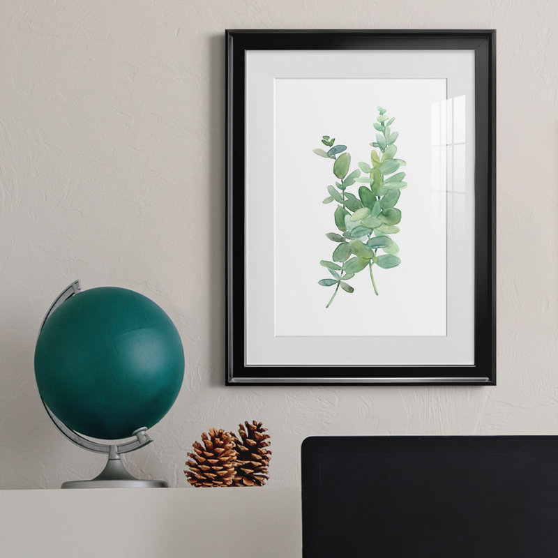 Eucalyptus I - Peinture sur toile encadrée, H 30,5 po x l 22,5 po x P 1 po, Noir