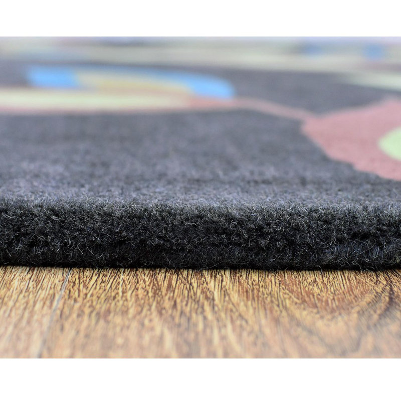 Tapis en laine touffetés à la main à motif floral - Rectangle, multicolore, motif floral moderne, tapis antidérapants faits à la main épais pour salon, chambre à coucher