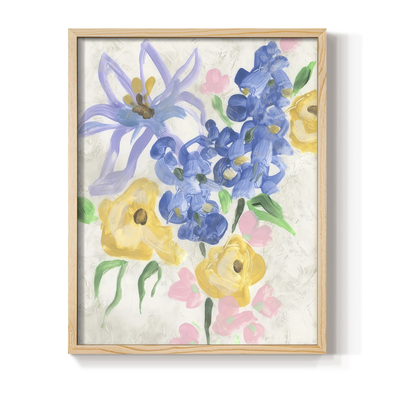 «Brush Blossoms II», reproduction encadrée - bois massif, Naturel, H 11 po x l 9 po
