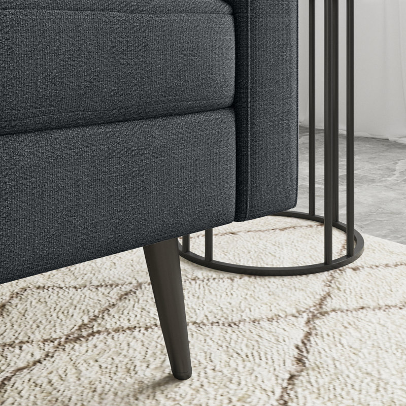 Upholstered Sofa, Dark Gray Polyester, 33" H x 58" W x 31" D, 2