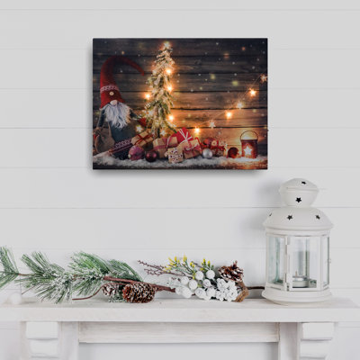 Battery-Operated Lighted Wall Art - Gnome for the Holidays
