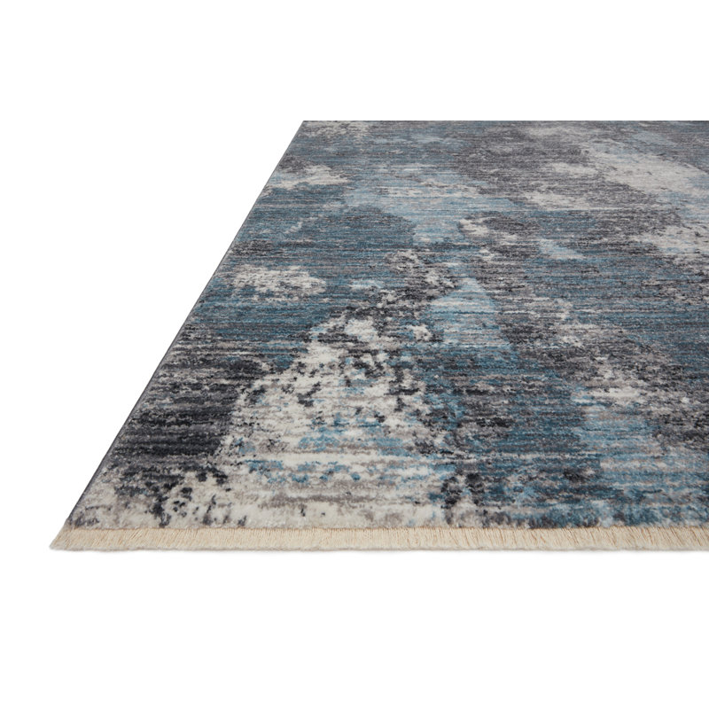 Tapis bleu / noir / gris Ballyrashane, Rectangle 7 pi 10 po x 10 pi