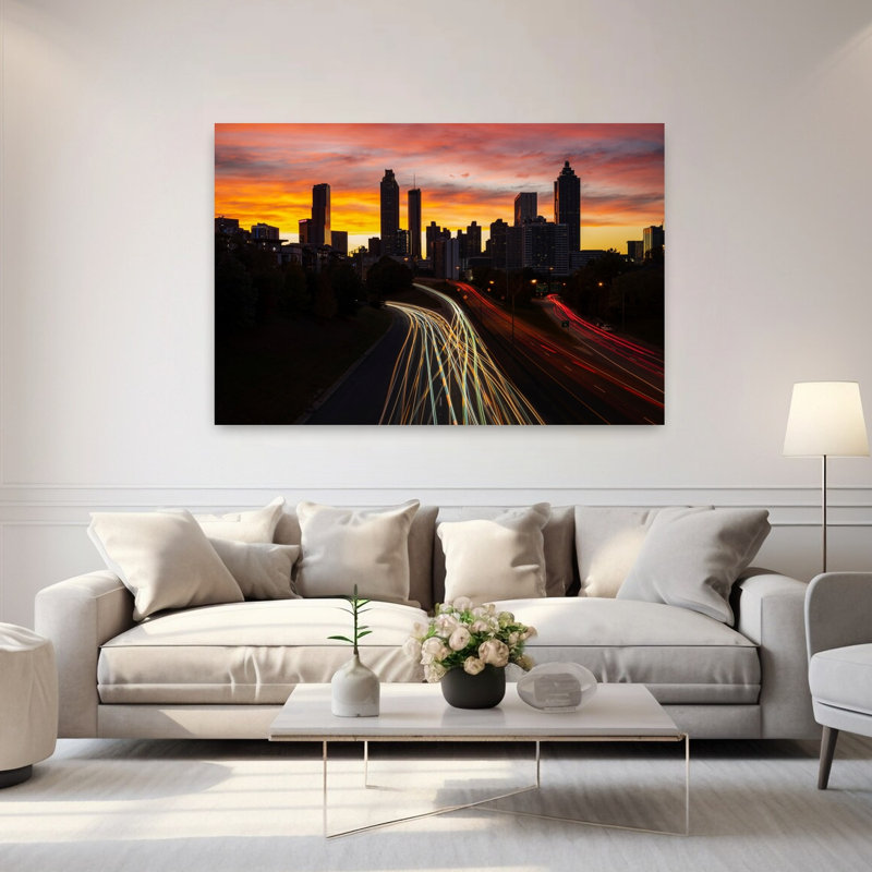 Downtown Atlanta Skyline from the Jackson Street Bridge Atlanta Georgia USA 1 Piece Wrapped Canvas Wall Art