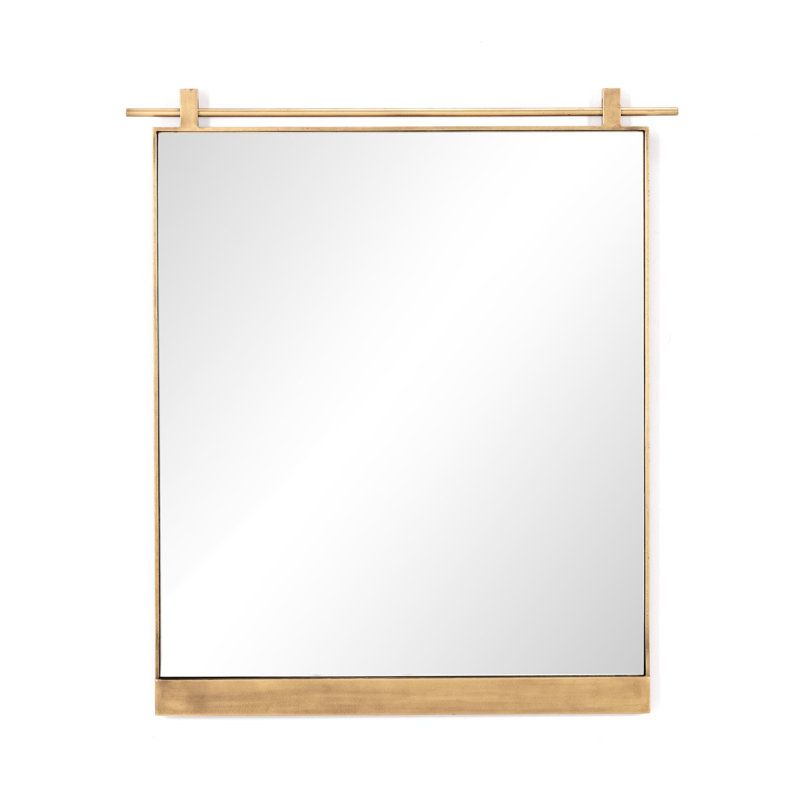 Chico Flat Metal Wall Mirror, 34" x 30", Antique Brass