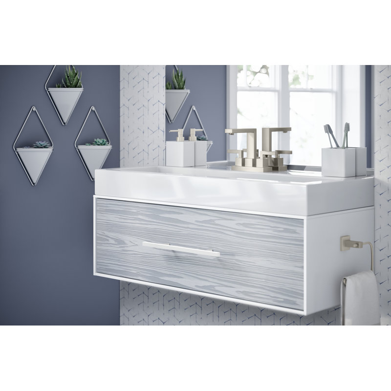 Duro 4 in. Centerset Two-Handle Bathroom Faucet with Push Pop Drain, Satin Nickel