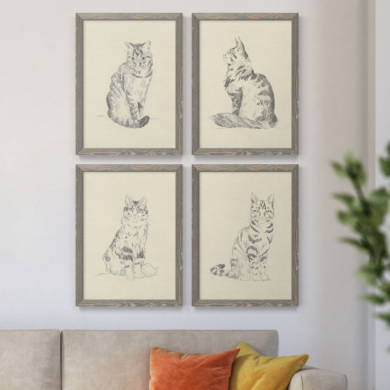 Toile encadrée de qualité supérieure House Cat I - prête à être accrochée, H 24 po x l 72 po x P 1,5 po, gris