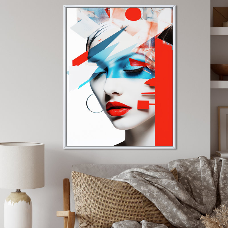 Portrait d'avant-garde - reproduction sur toile, H 32 po x l 16 po x P 1 po, Cadre flottant blanc