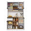 105×45×185cm Kitchen Cabinet Buffet Sideboard, High-Gloss Doors, 1 Drawer, 5 Cabinets, Adjustable Shelves for Kitchen Dining Room Living Room-124966210