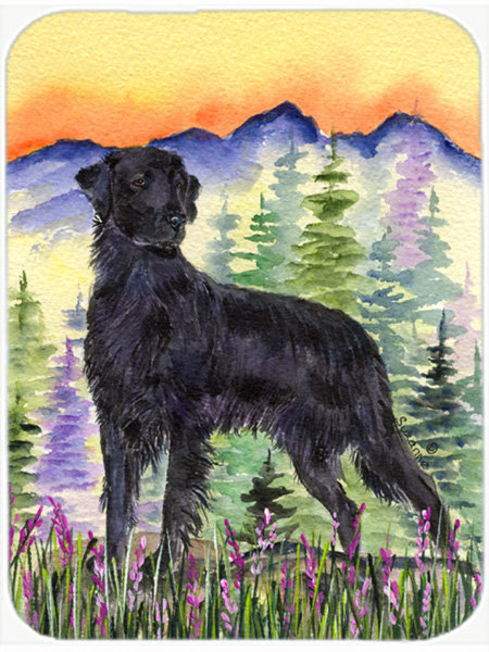 Planche à découper en verre trésors caroline Flat Coated Retriever