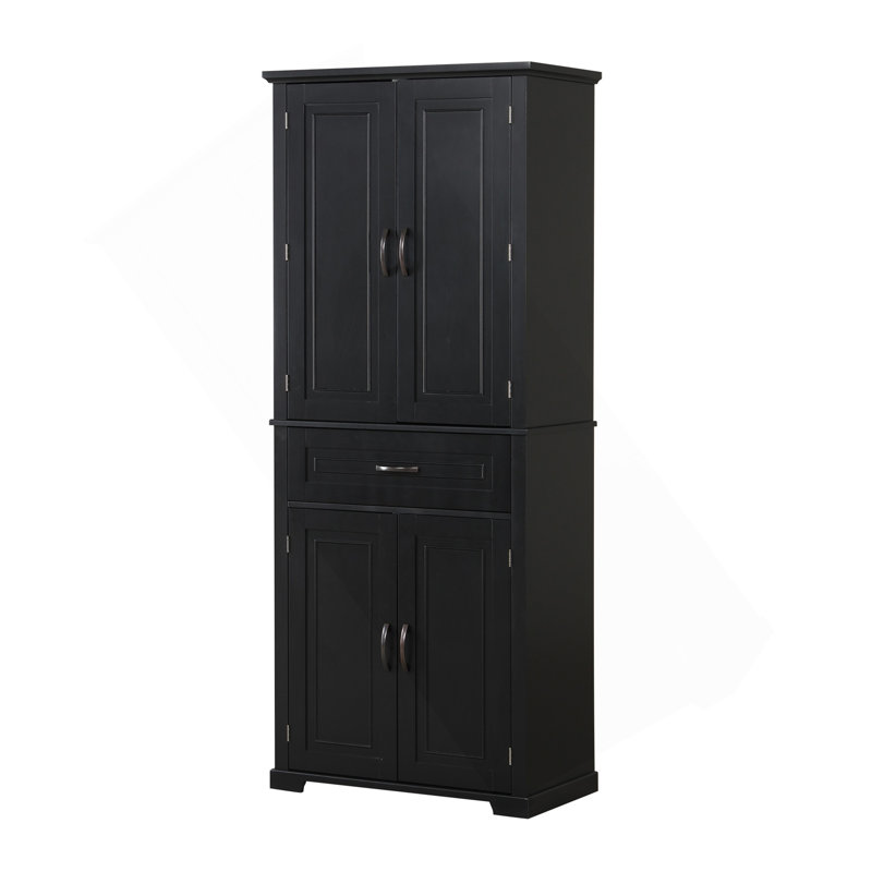 Bathroom Storage Cabinet With Doors And Drawer, Multiple Storage Space, Adjustable Shelf, Black, Black