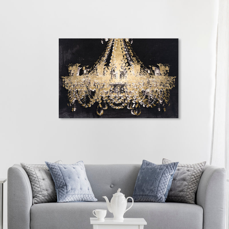 " Fashion And Glam Chandelier Gold/ Black ", 20" H x 30" W