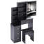 Table de chevet compacte 29,2 pouces avec tabouret rembourré, miroir coulissant et rangement multicouche pour les petits espaces-523367958