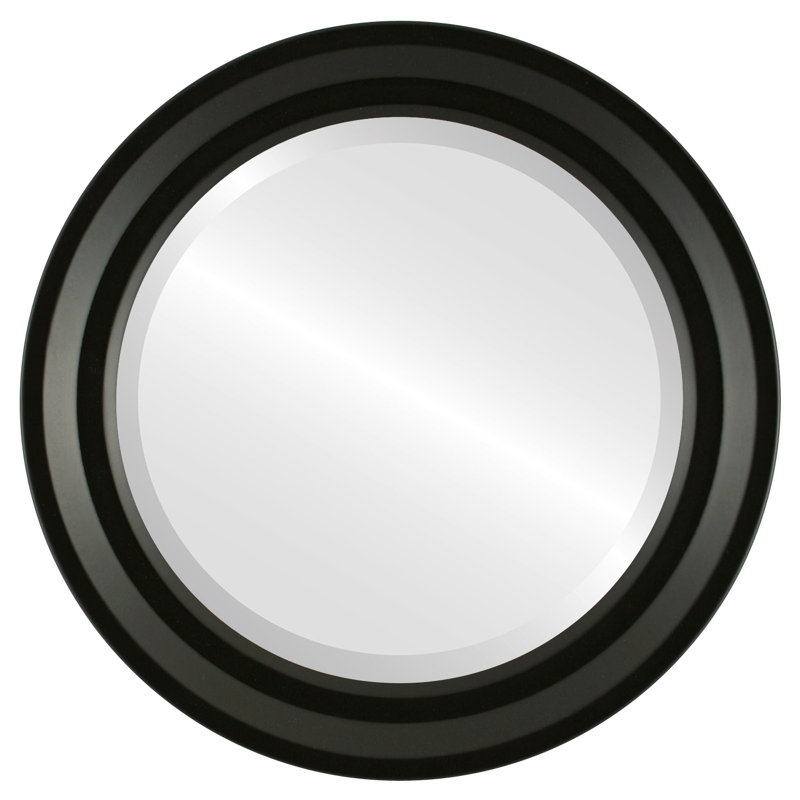 Goulet Wood Flat Wall Mirror, Matte Black, 17" x 17"