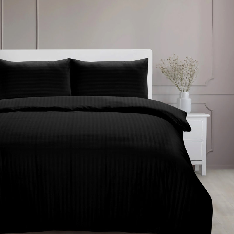 Microfiber No Pattern Duvet Cover Set with Pillowcases, Black, King Duvet Cover + 2 Standard Pillowcases