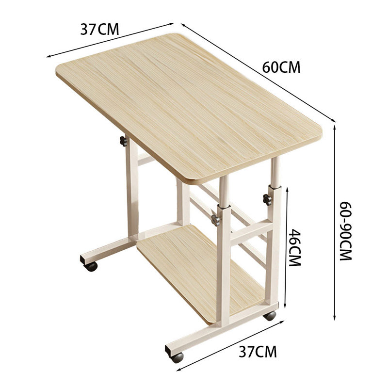 60cm Wide Adjustable Solid Wood Computer Desk, Light Brown