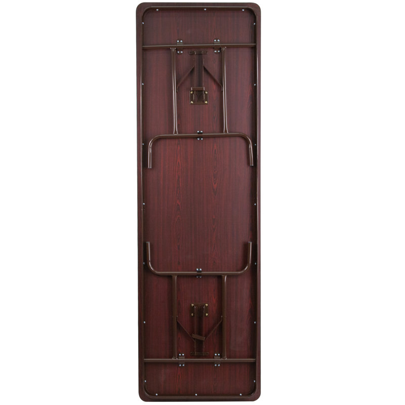 8-Foot Brown Laminate Folding Banquet Table with Metal Frame