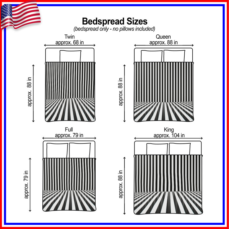 Black White Vertical Stripes Bedding Stripes Bedspread Pattern, Twin