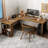 Solid Wood L-Shaped Corner Desk with Storage Shelves-607966959