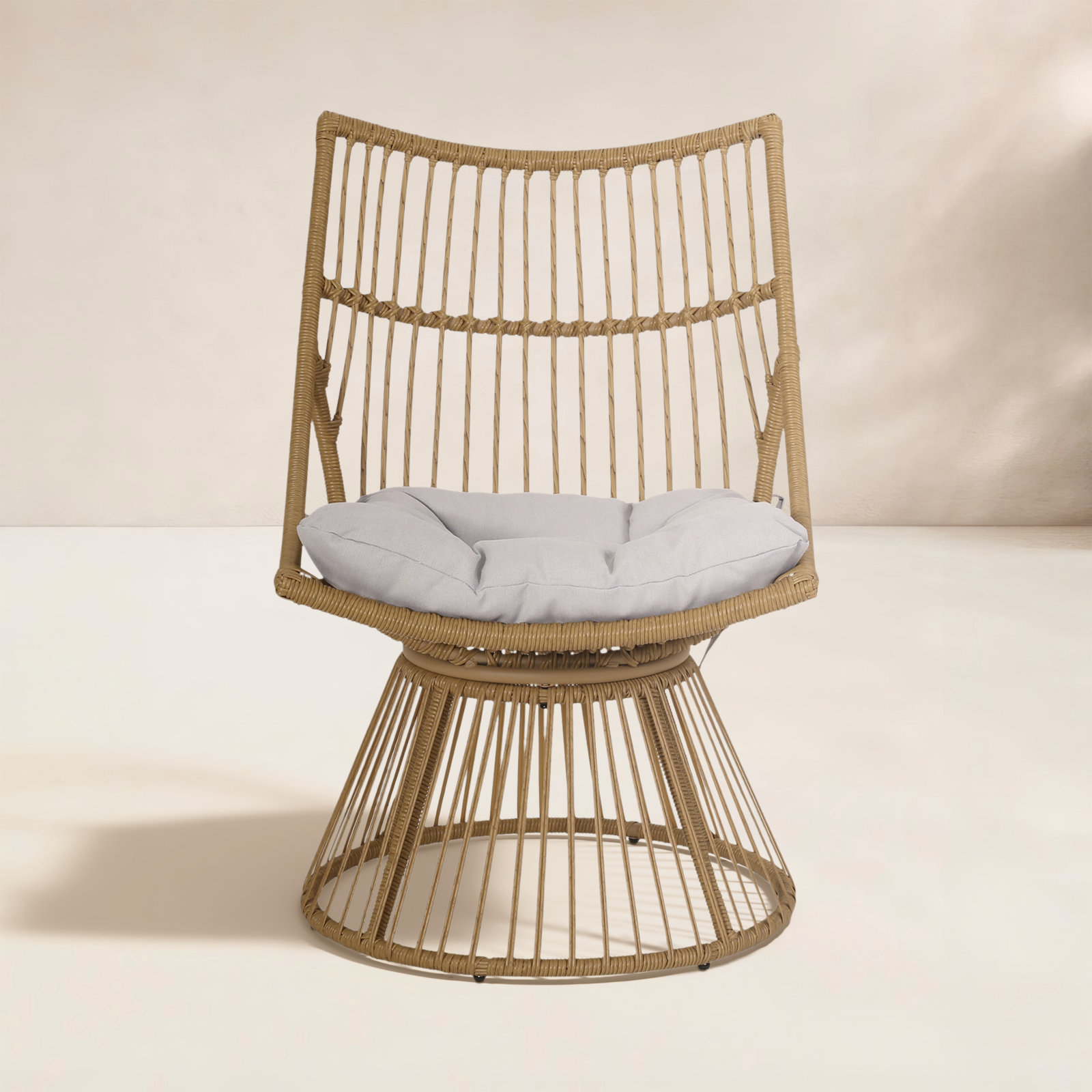 Wicker Outdoor Lounge Chair, Beige, Light Brown