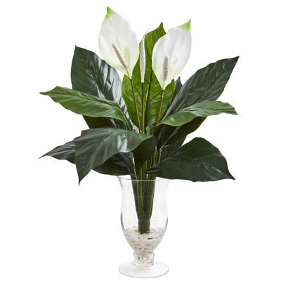 27 " H Faux Plant in Glass Decorative Vase