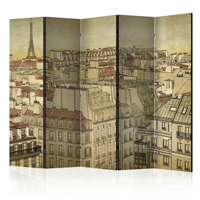 Deroche 225 cm W x 172 cm H 5 - Panel Solid Wood Folding Room Divider