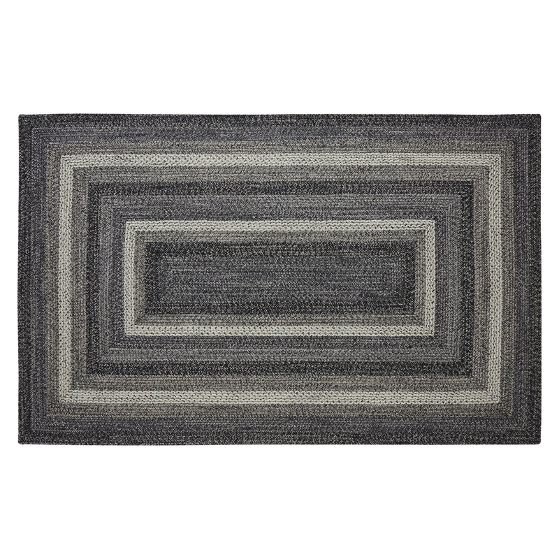  Tapis rectangulaire tressé à la main géométrique en noir / blanc, Rectangle de 5 pi x 8 pi