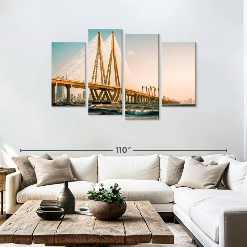 Lilie Bandra-Worli Sea Link au crépuscule, H 48 po x l 75 po