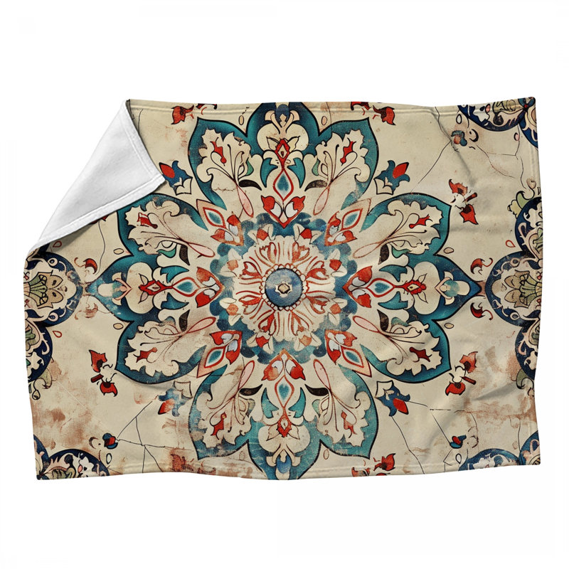 Jeté en molleton Mandala - Jetés géométriques pour canapés ou lits, L 60 po x l 50 po